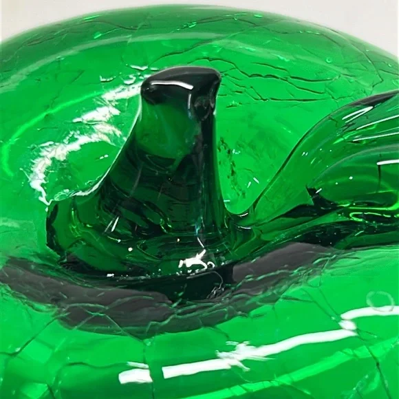 Vintage Green Crackled Glass Apple Sculpture - Picture 6 of 12
